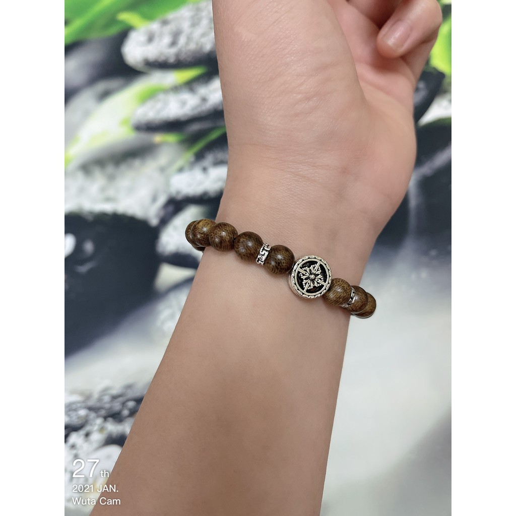 Vòng Tay Trầm Hương Mix charm PHÁP LUÂN bạc Thái 📌FREESHIP📌Vòng tay Tràm Hương gỗ thơm 6mm 8mm-10mm phong thủy MINH CHÂU