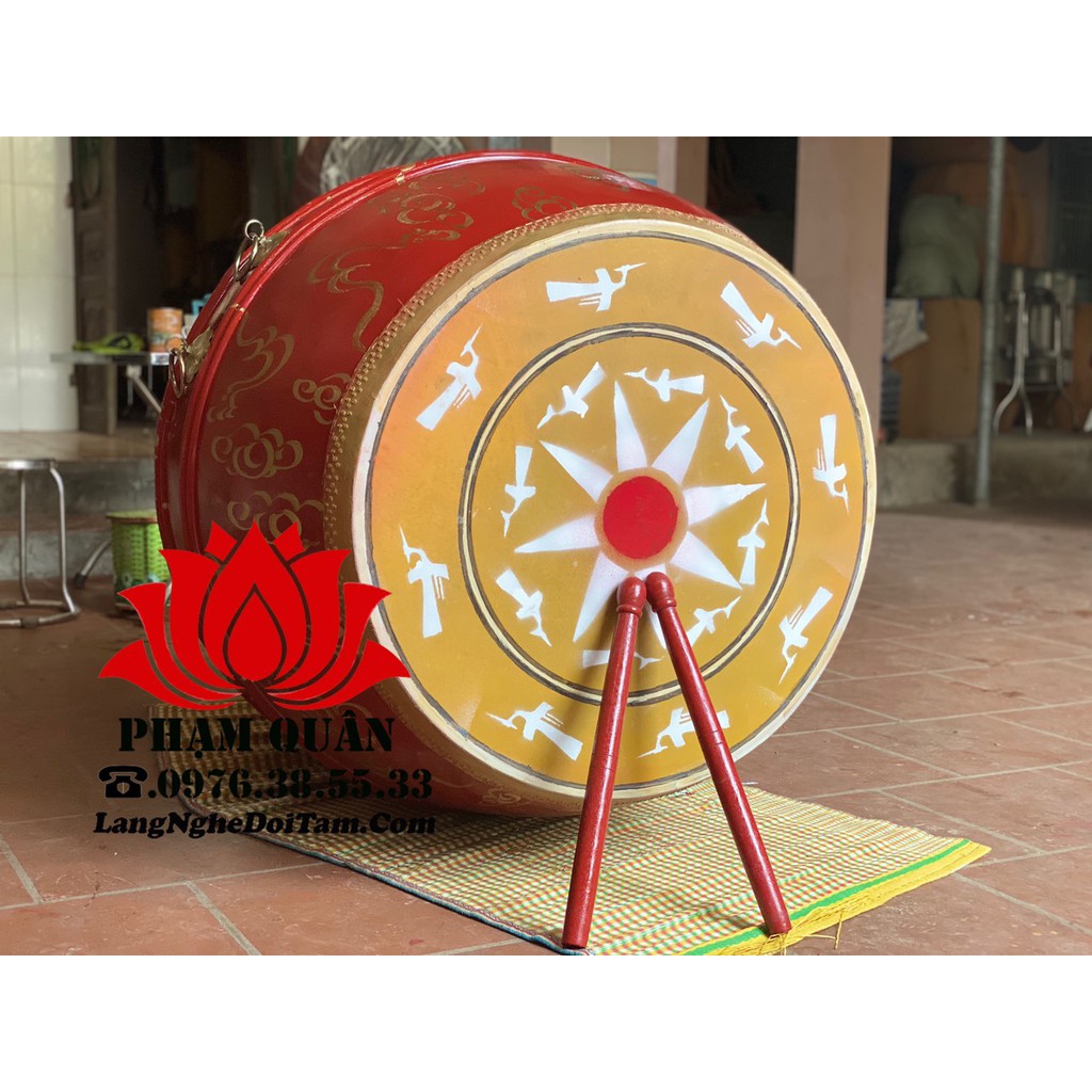 Trống trường học, trống chùa Gỗ mít da trâu làng nghề Đọi Tam (Đk 80cm x 1m)