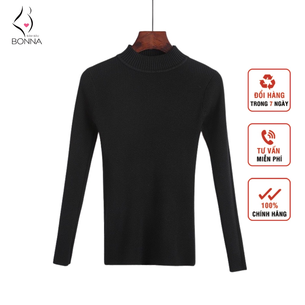 Áo len bầu Bonna freesize chất len tăm cao cấp, giữ nhiệt tốt vào mùa thu đông, mặc bên trong áo khoác mã AL - HÀNG MỚI