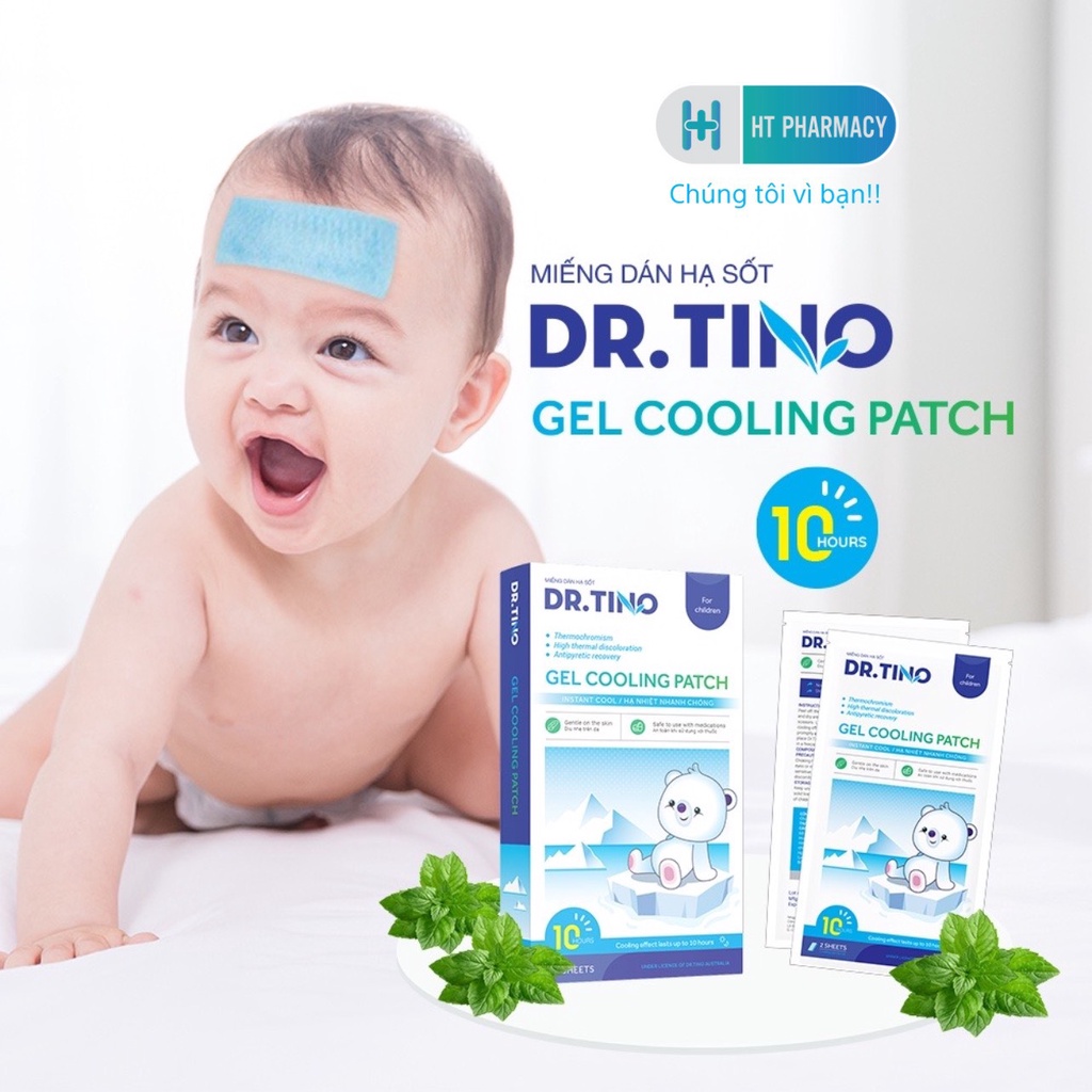 Miếng Dán Hạ Sốt Dr.Tino Cho Bé An Toàn Hiệu Quả Kéo Dài Đến 10 Giờ Hộp 6 Miếng