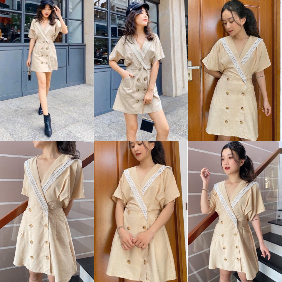 Đầm xinh SHINNY DRESS - thiết kế cổ điển form chữ A ,có phối chun sau eo co giãn chất vải đủi