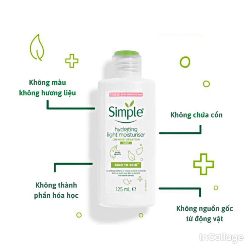 Kem Dưỡng Ẩm Simple Kind To Skin Hydrating Light Moisturiser 125ml