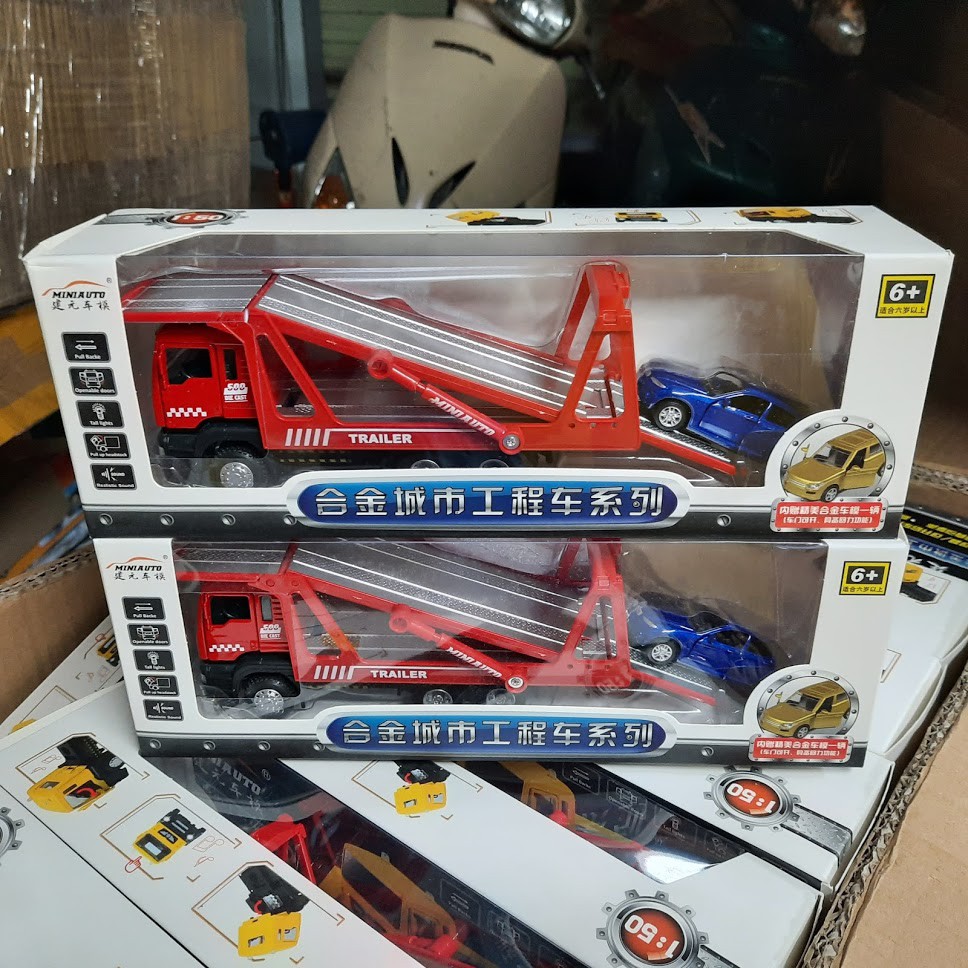 Xe cứu hộ, xe tải chở ô tô con tỉ lệ 1:50 mô hình đồ chơi cho trẻ em