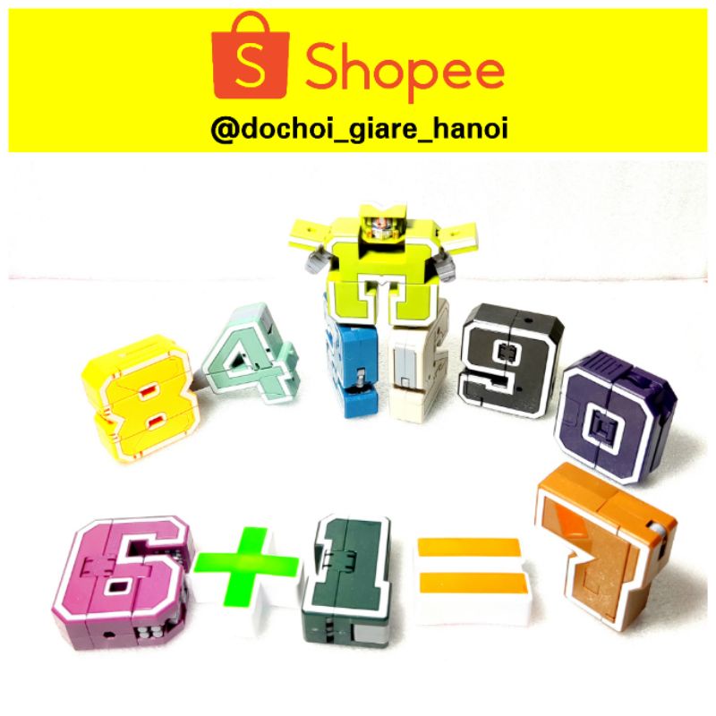 Đồ chơi lắp ghép bộ chữ số biến hình từ 0 1 2 3 4 5 6 7 8 9 thành robot kèm phép tính dạy