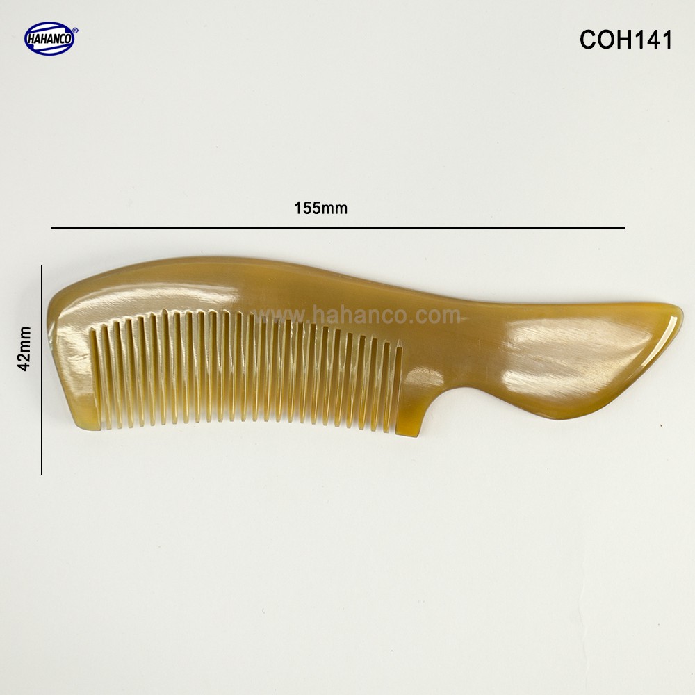 Lược sừng xuất Nhật - COH141 (Size: M - 16cm) Lược chuôi vát - Horn Comb of HAHANCO - Chăm sóc tóc