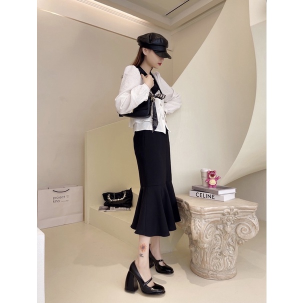 SẴN LẺ SIZE  _ Giày cao gót nữ đế trụ quai cài hai màu hottrend