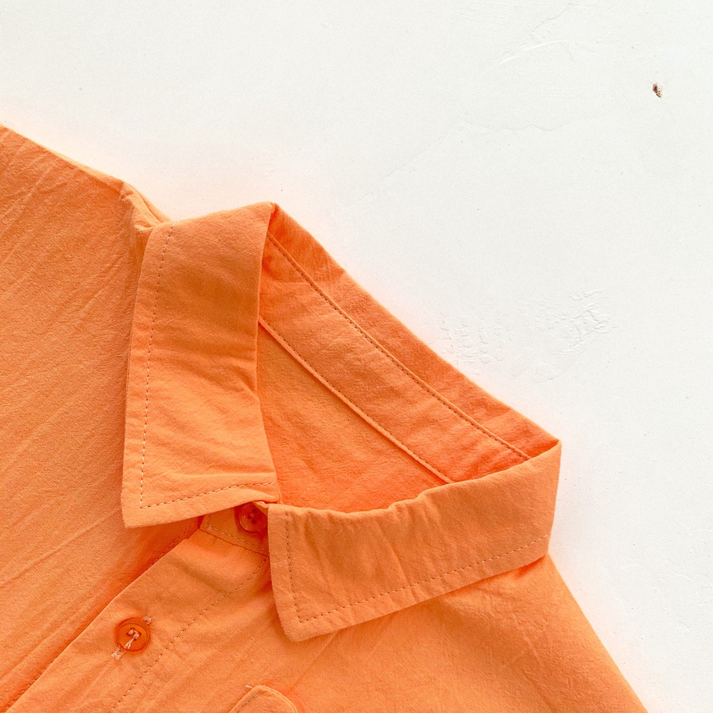 Áo sơ mi ngắn tay dáng rộng phong cách đơn giản màu hè dành cho em bé