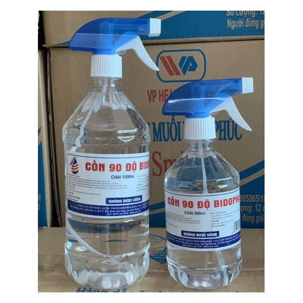 Cồn Bidopha CÓ VÒI XỊT 70 độ chai 0,5 Lít / 1 Lít - Cồn trắng 70 độ BIDOPHA chai 500ml / 1000ml có vòi xịt tiện lợi