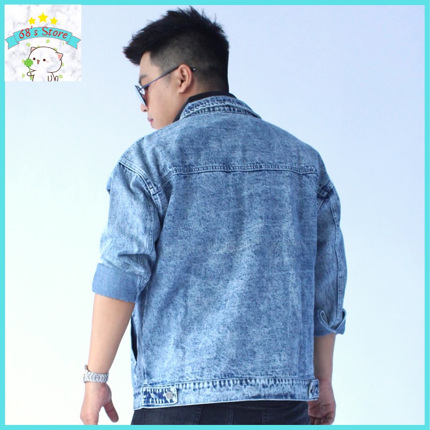 Áo khoác jean nam form rộng cao cấp 68's Store mẫu bigsize 3XL đến 115kg mặc chống nắng thoáng mát