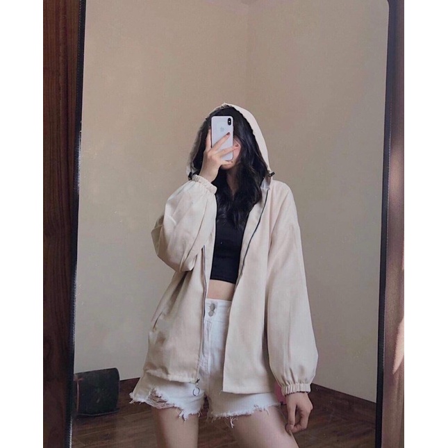 Áo Khoác Form Rộng Tay Bồng Nữ [FREESHIP] 🌸 Jacket thể thao nỉ bông màu BE Ulzzang 🌸 | BigBuy360 - bigbuy360.vn