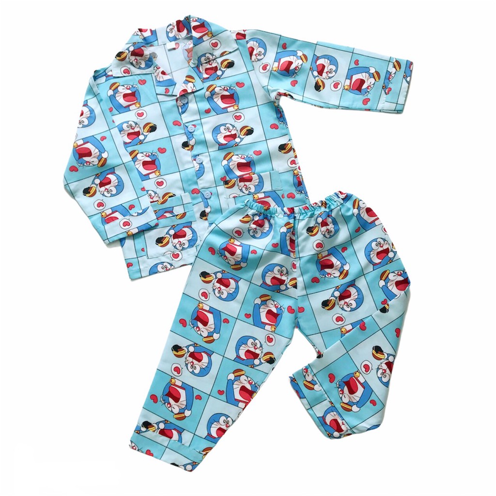 Bộ Pijama tay dài cho bé trai bé gái vải Kate thái mềm mịn không nhăn size 10-20kg nhiều mẫu