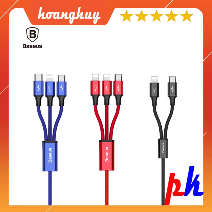 Cáp sạc 3 đầu Baseus 3A 1.2m