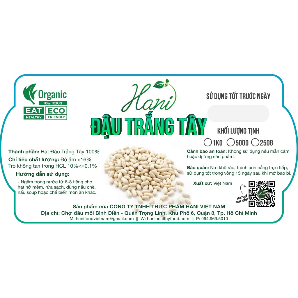 1Kg Đậu Trắng Tây  Sạch, Loại To Nấu Chè Súp Hầm Gà, Tốt Sức Khỏe 🍬 Hani Healthy Food