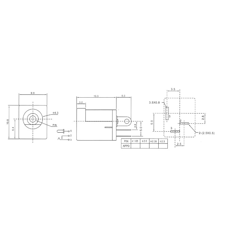 Bộ 10 ổ cắm nối nguồn DC-012 có giao diện 5.5x2.1MM