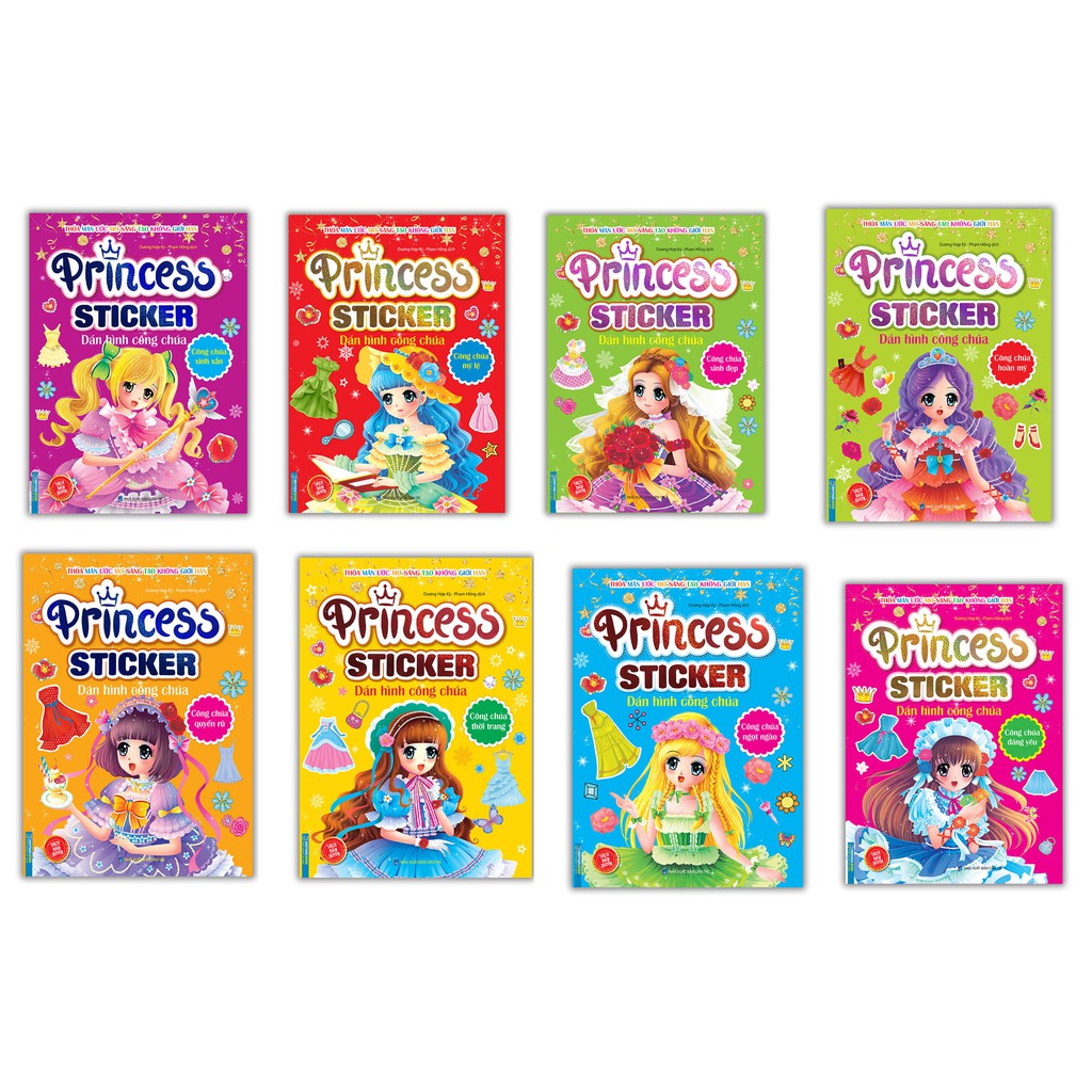 Sách combo Princess sticker - Dán hình công chúa (Bộ 8 cuốn)