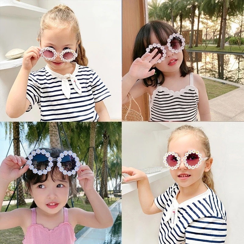 Kính Mát Gọng Nhựa Mềm Hình Hoa Cúc Cho Bé