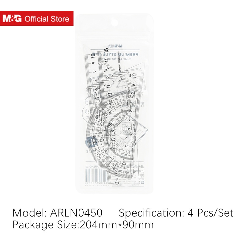 Bộ 4 thước đo M&G màu đen trong suốt  ARLN0450