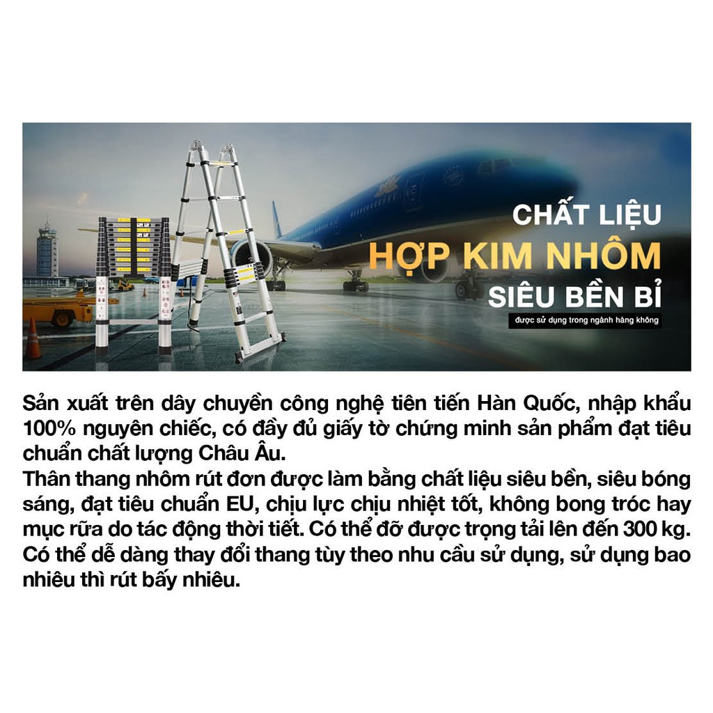 Freeship Thang nhôm rút đơn Nikita R32 - 3.2 mét