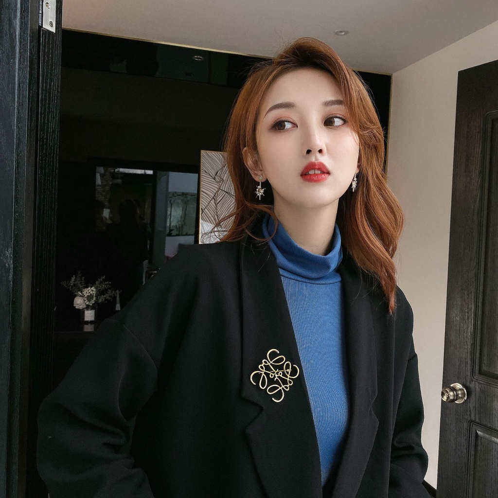 Ghim cài áo hình vuông / hình học rỗng cao cấp thời trang cho nữ
