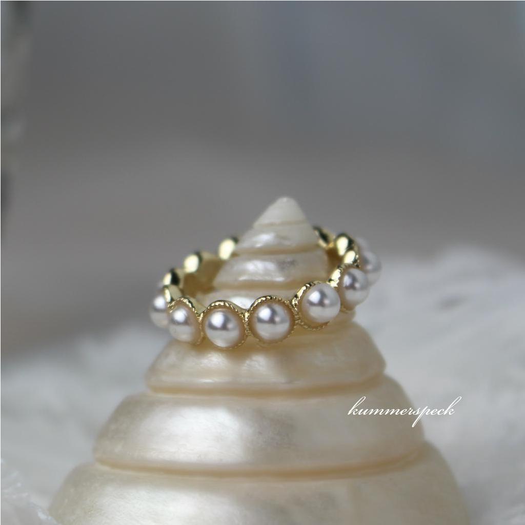 Nhẫn Đeo Tay Kim Loại Đính Ngọc Trai Giả Thanh Lịch Cho Nữ