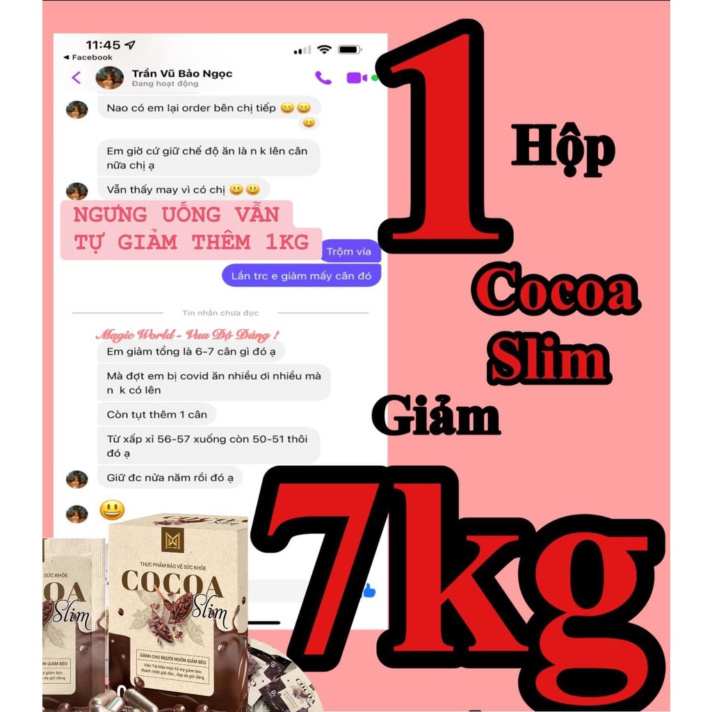 GIẢM CÂN CHÍNH HÃNG COCOA SLIM hỘP 10 Gói