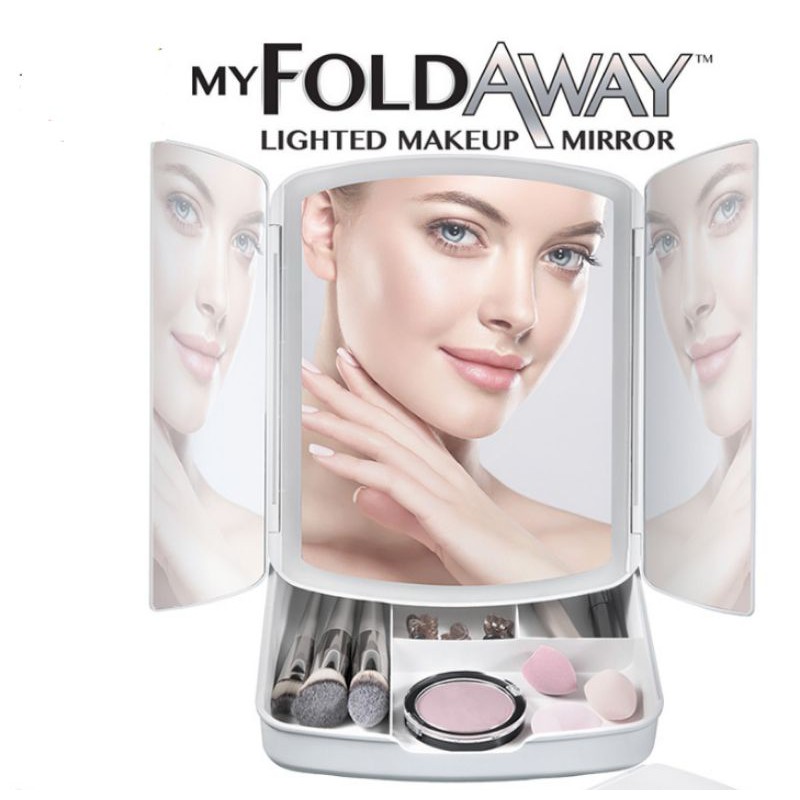 Gương trang điểm có kệ đựng mỹ phẩm My Fold Away,,,