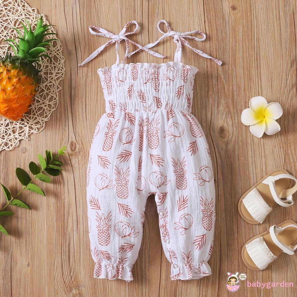 Bộ Áo Liền Quần Không Tay In Hình Quả Dứa Dành Cho Bé Gái 0 Đến 18 Tháng Tuổi