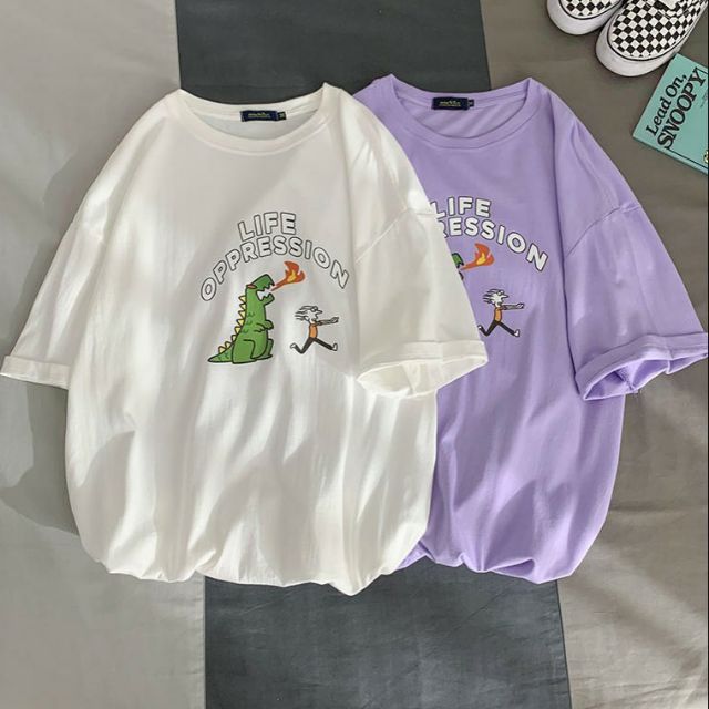 Áo thun tay lỡ Unisex Khủng long &amp; cậu bé