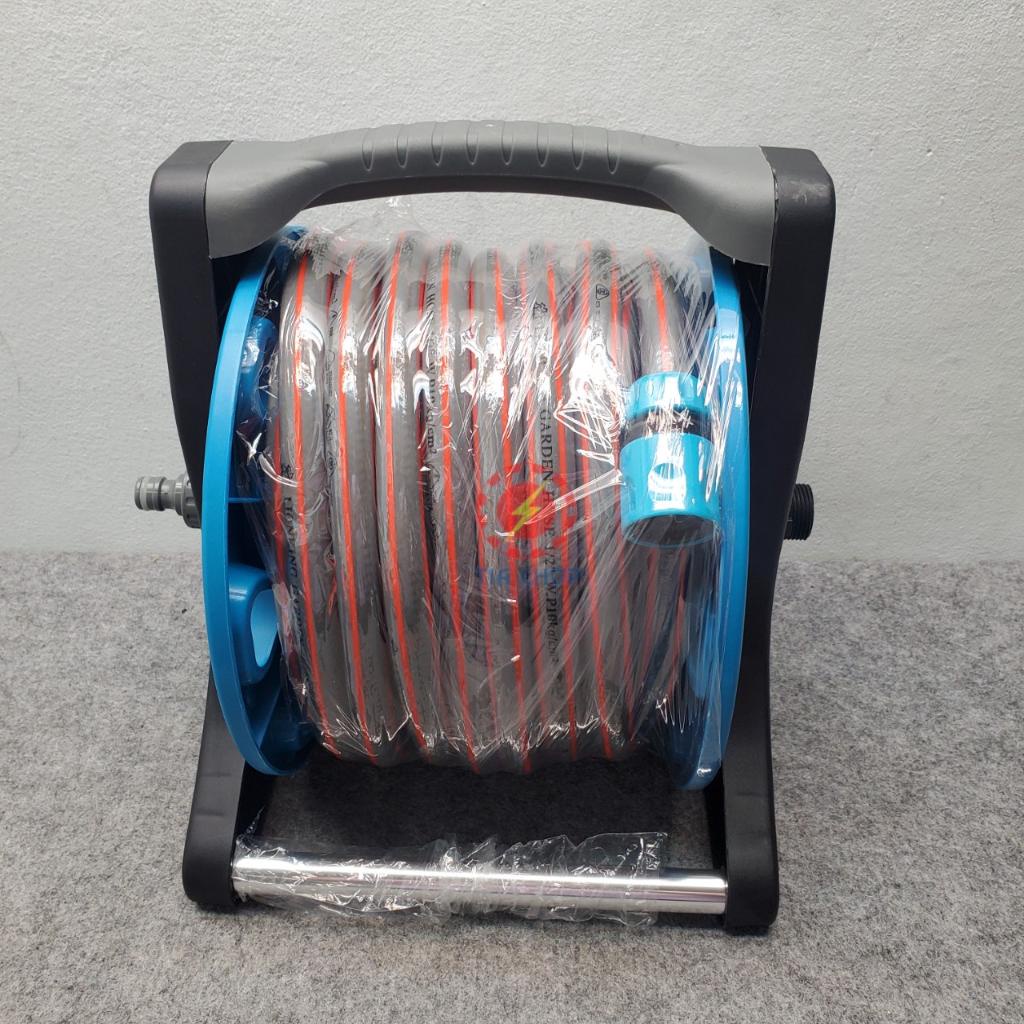 Bộ vòi tưới cây rửa xe Lionking 10-30 mét. Ống nước kết cấu 3 lớp, vòi phun nhựa 5 kiểu phun. Bao gồm rulo cuộn ống