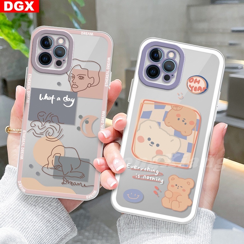 Ốp Điện Thoại TPU Mềm Trong Suốt In Hình Gấu Dễ Thương Cho iPhone13 iPhone12 Pro Max iPhone7 6 6s 8 Plus XR X XS Max SE