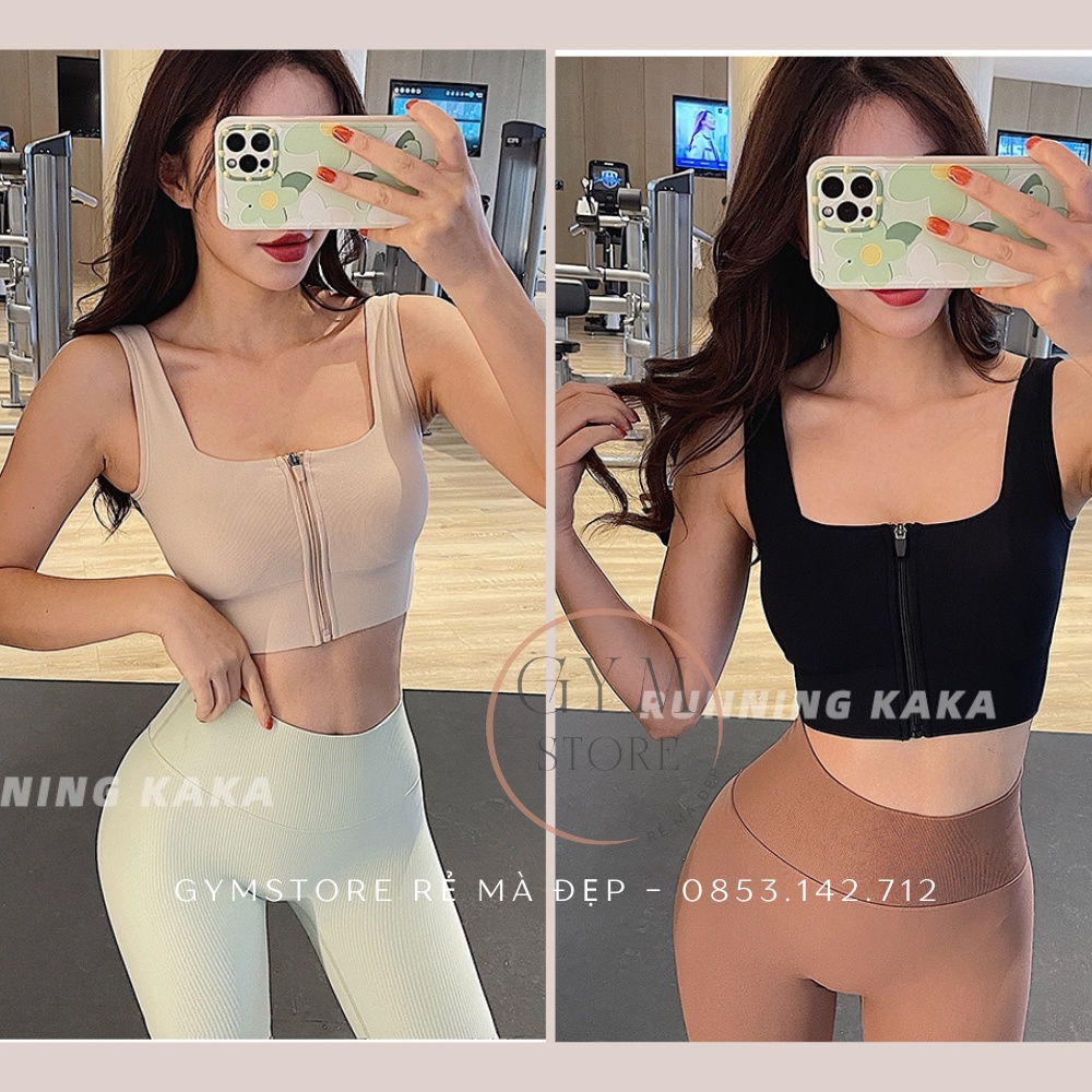 Áo Bra Mút Liền Tập GYM Nữ ❤️𝐇𝐀̀𝐍𝐆 𝐗𝐈̣𝐍❤️ Áo Lót Khoá Kéo YOGA Thun Dệt Thoáng Mồ Hôi Co Giãn Tốt 𝐆𝐘𝐌𝐒𝐓𝐎𝐑𝐄 203