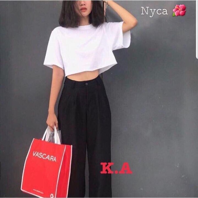 Áo croptop cổ tròn / Áo croptop basic form rộng ( kèm hình thật + video ) | BigBuy360 - bigbuy360.vn