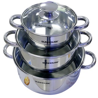 Bộ nồi inox 3 đáy SUNHOUSE SH334