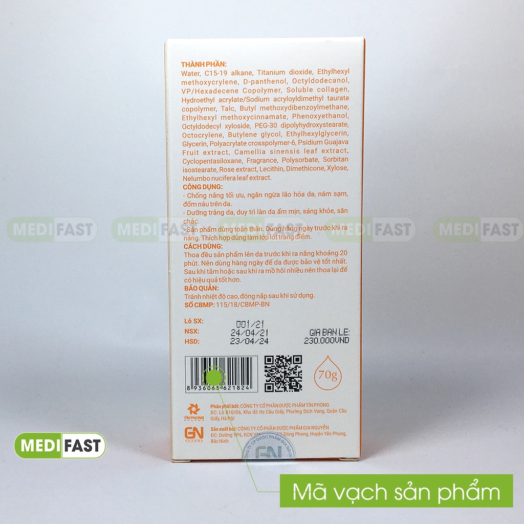 Kem chống nắng Esunvy Plus SPF 50 - làm kem nền trước trang điểm cho da mặt và body từ lá sen, trà xanh và thảo dược.