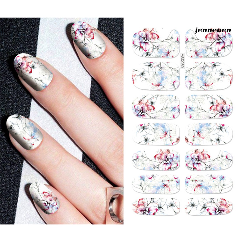 [Hàng mới về] Bộ 14 Nhãn Dán Móng Tay Trang Trí Nghệ Thuật Đẹp Mắt Quyến Rũ