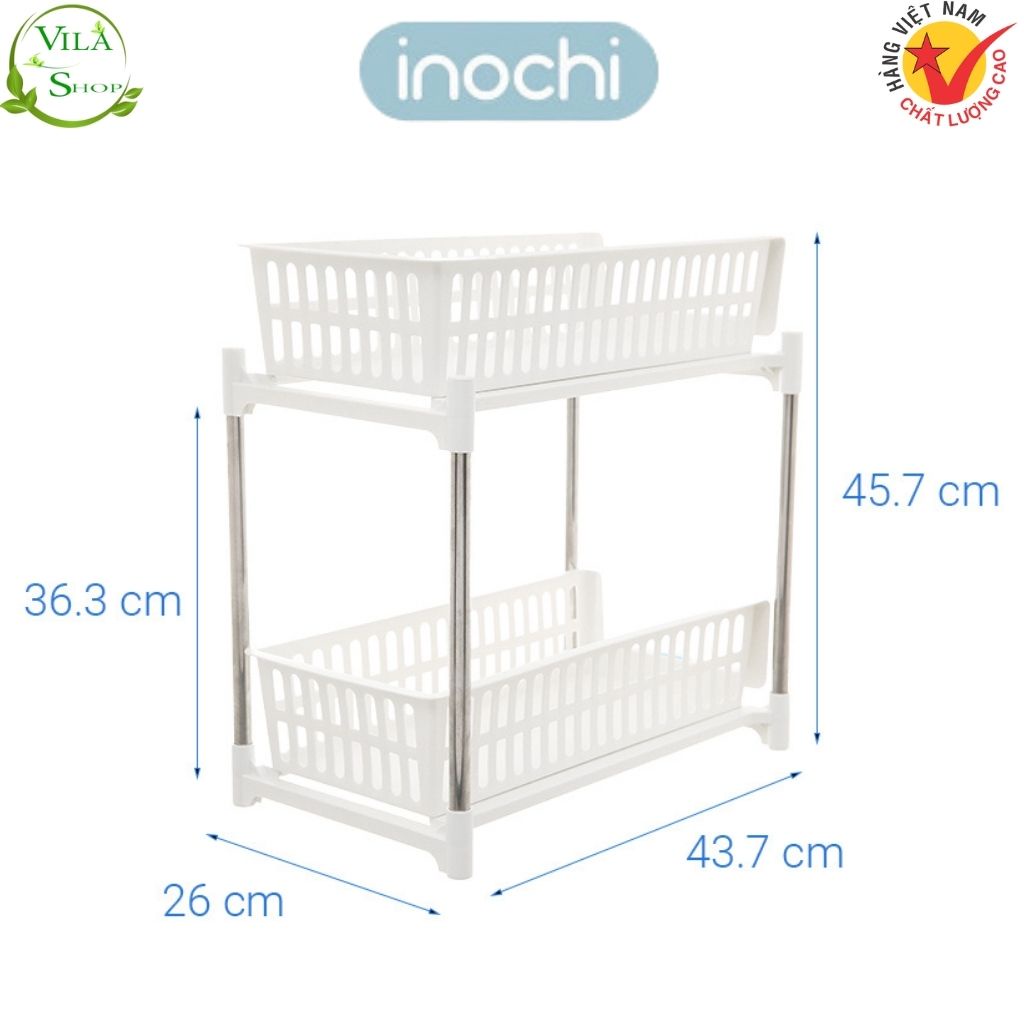 Kệ Nhựa Đa Năng, Kệ Trượt 2 Tầng TOKYO Inochi Đựng Gia Vị Nhà Bếp, Để Đồ Dùng Trong Phòng Tắm