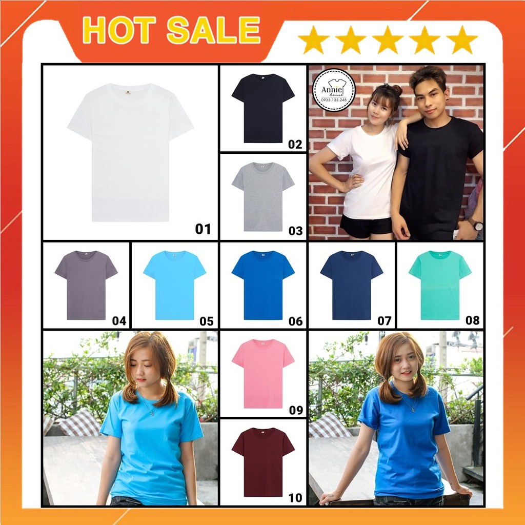 Áo thun trơn phom suông Thái Lan AT001 - AT010, unisex Nam Nữ | Shopee Việt Nam
