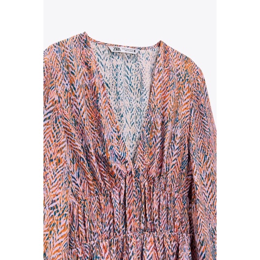 Đầm lụa sọc hồng Zara size M giật tag chính hãng form nhỏ