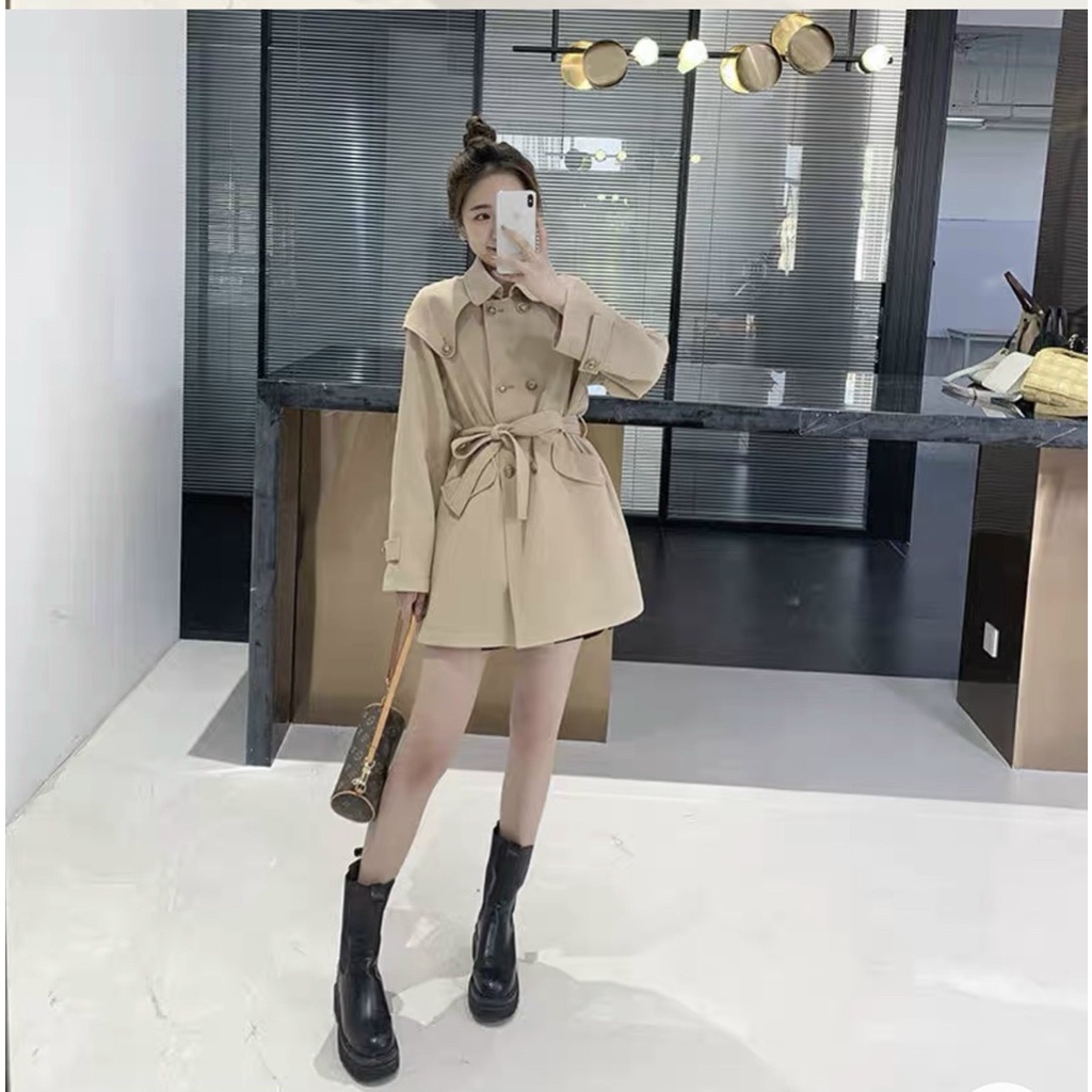 ÁO KHOÁC KAKI MÀU NUDE FORM DÀI KÈM BELT THỜI THƯỢNG, QUYẾN RŨ