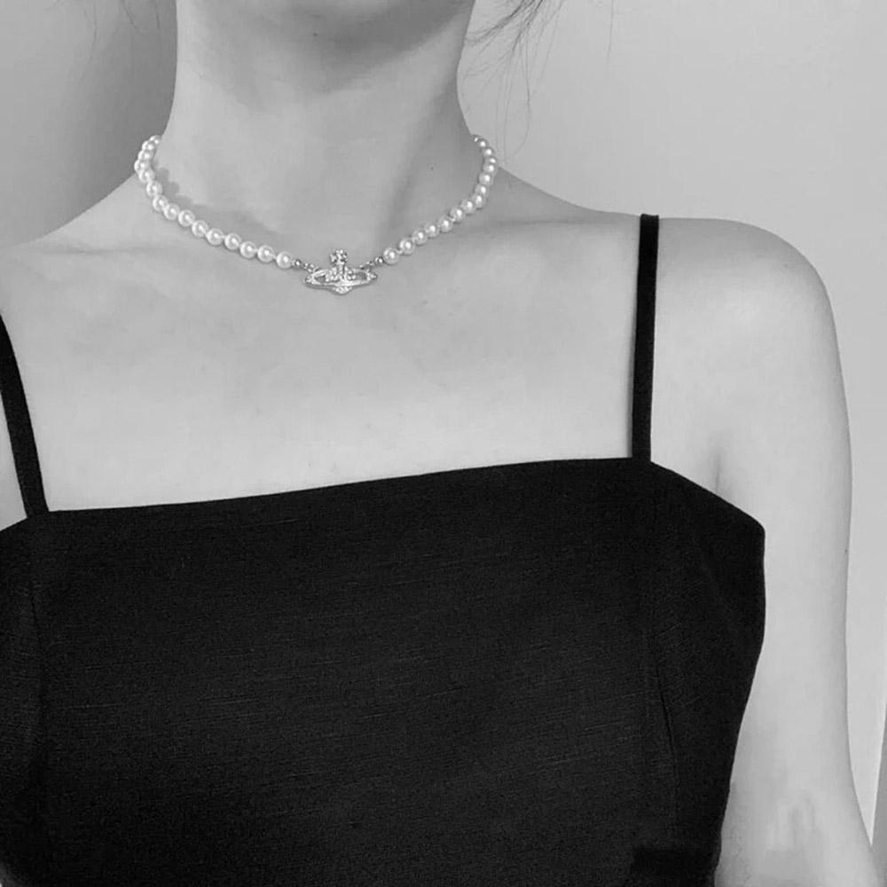 Vòng Cổ Choker Phối Ngọc Trai Nhân Tạo Thiết Kế Tinh Tế Thời Trang|Saturn / Nhiều Màu