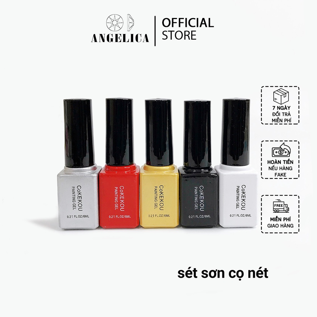 Set Sơn Gel Nail 5 Màu Cọ Nét CoKEKOU Làm Móng ANGELICA