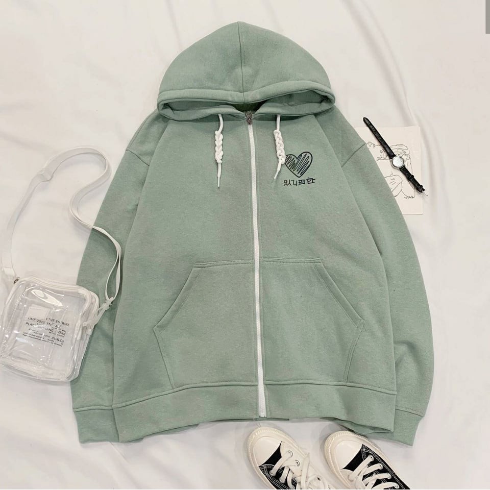 Áo Khoác Nỉ Bông HEART SARANGHAE Phản Quang 7 Màu Unisex