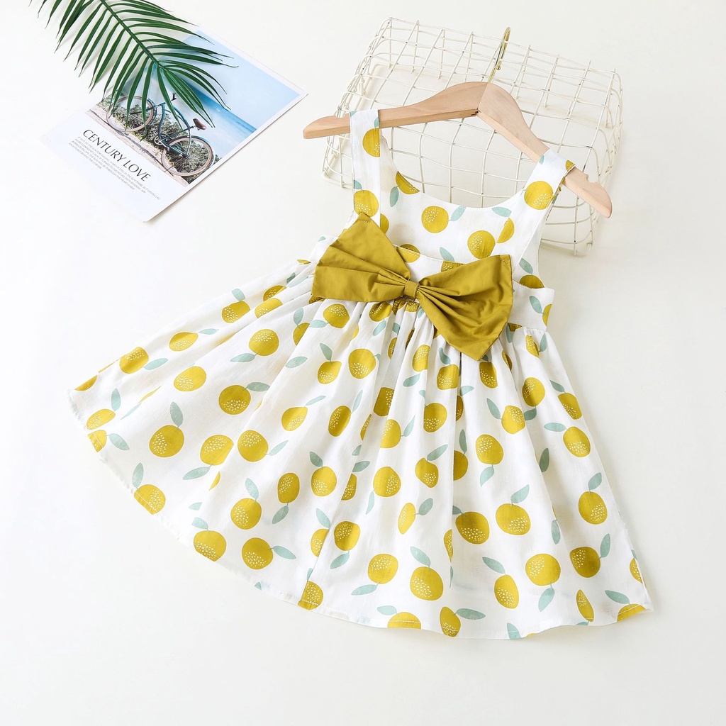 Váy bé gái thắt nơ chất liêu cotton thoáng mát