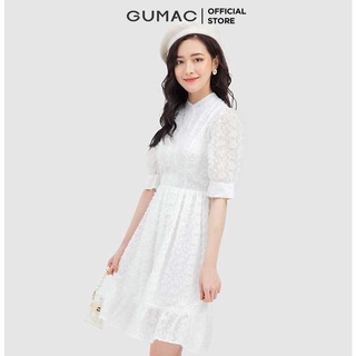 Đầm nữ sơ mi tùng xòe GUMAC màu trắng dễ thương DB645