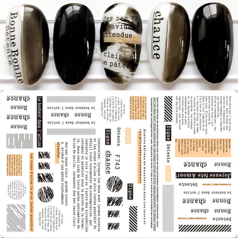 1 Miếng Dán Trang Trí Móng Tay Hình Hoa Hồng Và Bướm Màu Trắng Đen