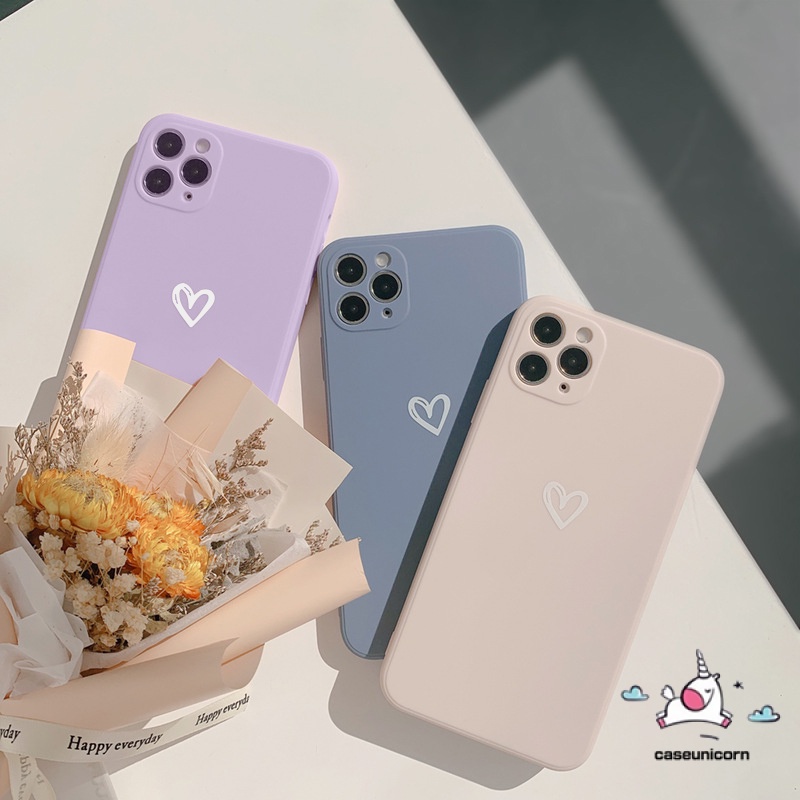 Ốp Điện Thoại Tpu Mềm Màu Kẹo Hình Trái Tim Cho Iphone 11 12 Pro Max X Xr Xs Max 6 6s 7 8 Plus Se 2020 Edge 12