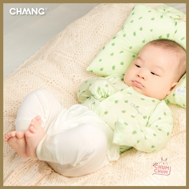 Set Bộ Dài Cotton Cúc Giữa Summer Xanh Lá 0-6 tháng Chaang Babychumchum