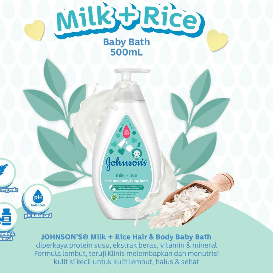 Johnson 's Milk + Rice Hair & Body Bath - Baby Bath 2 Trong 1 500ml