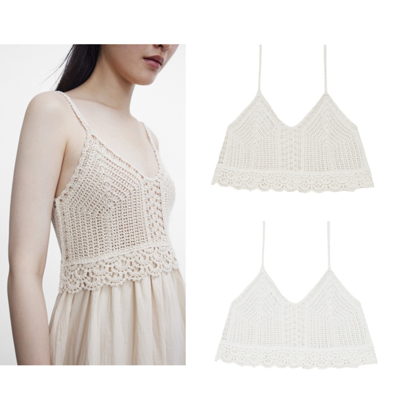 Áo Croptop Đan Móc Thiết Kế Khoét Lỗ Thời Trang Quyến Rũ Cho Nữ