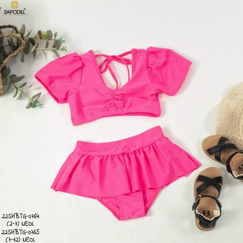 Đồ bơi cho bé gái - Bikini 2 mảnh tay bồng cho bé gái B003